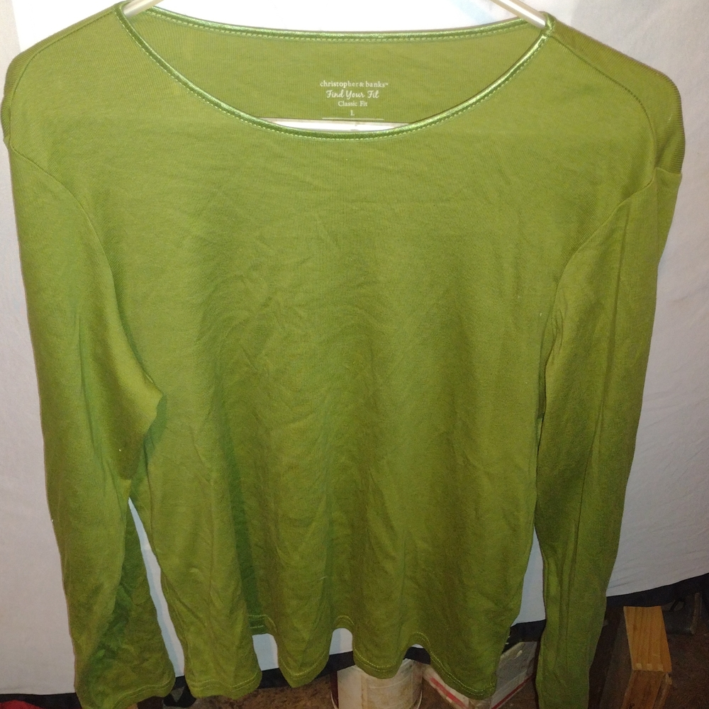 Christopher & Banks Green Long Sleeve Tee